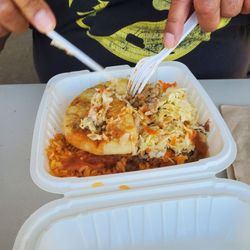 La Reyna De Pupusas - Pupusas with rice & beans.