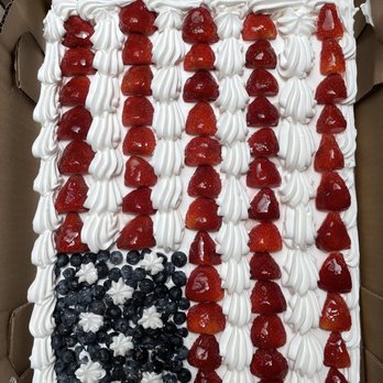 Homestyle Desserts Bakery - Flag cake with chocolate cream and strawberries - Bakeries Near Me - Peekskill, New York