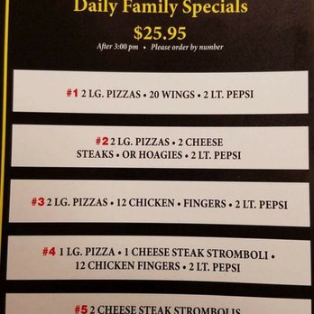 Lafayette Pizza - menu for daily family specials - Pizza Near Me - Folcroft, Pennsylvania