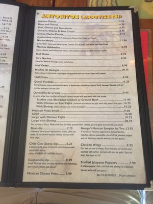 Menu photo 2 George's Mexican Restaurant Mandeville, LA