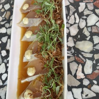 Bamboo Sushi - Albacore Crispy Onion Sashimi. Fresh and delicious with the right flavors and texture! - Sushi Bars Near Me - San Ramon, California