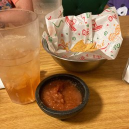 Homemade salsa and chips. Homemade salsa and chips.