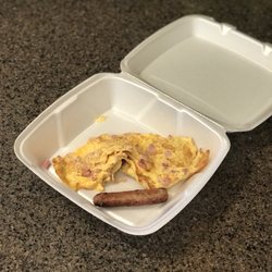 This is my ham and cheese omelette I had at all star Coney Island. I also got sausage. Both VERY WELL COOKED!!!!