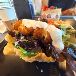 Taco bowl fried chicken salad