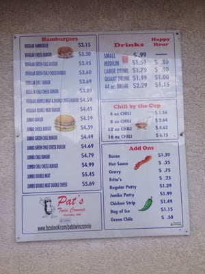 Menu photo 6 Pat's Twin Cronnie Portales, NM Menu photo 6 Pat's Twin Cronnie Portales, NM