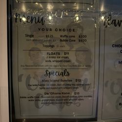 Ohana Cones - Menu - wrong