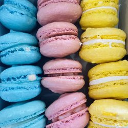 Blueberry, strawberry and lemon Macarons.