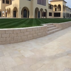 Deck & Drive - Retaining Wall & French Pattern Marble Patio
