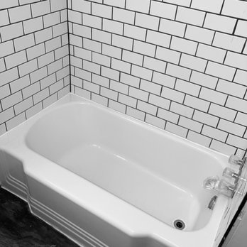Bath Magic - Bathtub we resurfaced to white with a new beautiful subway tile surround. - Refinishing Services Near Me - Tipp City, Ohio Bath Magic - Bathtub we resurfaced to white with a new beautiful subway tile surround. - Refinishing Services Near Me - Tipp City, Ohio