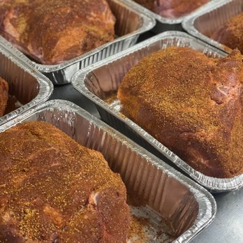 Historic BBQ - Pork butt headed to the smoker - Food Trucks Near Me
