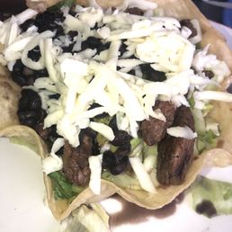 Taco Salad with steak and no tomato. Taco Salad with steak and no tomato.