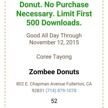 Zombee Donuts - Got a free donut!! - Donuts Near Me - Fullerton, California