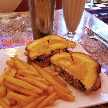 The Great Grill - The Patty Melt with Fries plus, a Black & White shake. - Diners Near Me - Burbank, California The Great Grill - The Patty Melt with Fries plus, a Black & White shake. - Diners Near Me - Burbank, California