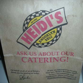 Heidi's Brooklyn Deli - Back of takeout bag~ - Sandwiches Near Me - Denver, Colorado