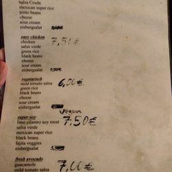 The Burrito Window - Menu