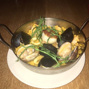 Shaker + Spear - Seafood & Chorizo Paella   Squid Ink Aioli - Seafood Near Me - Seattle, Washington
