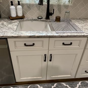 Ohio Cabinets - Offset Blanco sink with tilt-out trays - General Contractors Near Me - Brunswick, Ohio Ohio Cabinets - Offset Blanco sink with tilt-out trays - General Contractors Near Me - Brunswick, Ohio
