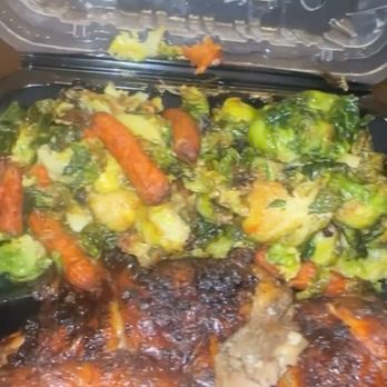 Sardi's Pollo A La Brasa - 1/2 chicken and Brussels Sprouts and Carrots - Peruvian Near Me - Bowie, Maryland