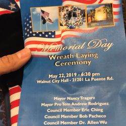 Walnut City Hall - Memorial Day wreath laying ceremony 5/22/2019