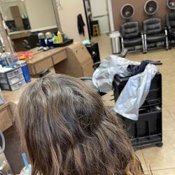 Cervinis Color & Hair - Getting ready to color and cut her hair