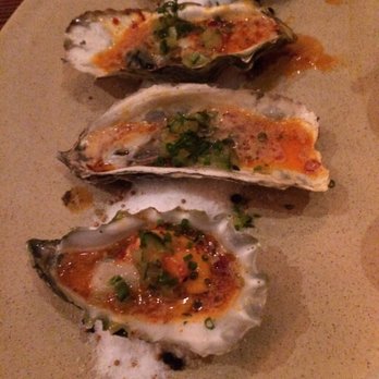 Campfire - Fire roasted oysters chile cucumber relish - New American Near Me - Carlsbad, California