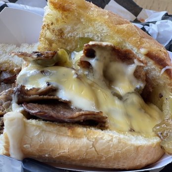 Born In A Barn - What was left of a super Philly Cheesesteak sandwich - American Near Me - Laramie, Wyoming Born In A Barn - What was left of a super Philly Cheesesteak sandwich - American Near Me - Laramie, Wyoming