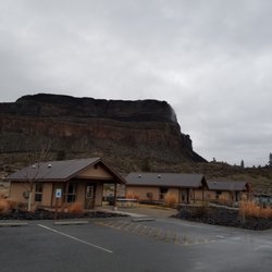 Steamboat Rock State Park - Cabins 3, 2, and 1 with Steamboat Rock in background