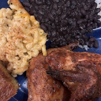 Dinosaur Bar-B-Que - BBQ chicken with Mac and Cheese and black beans and rice no scallions - Barbeque Near Me - Syracuse, New York Dinosaur Bar-B-Que - BBQ chicken with Mac and Cheese and black beans and rice no scallions - Barbeque Near Me - Syracuse, New York