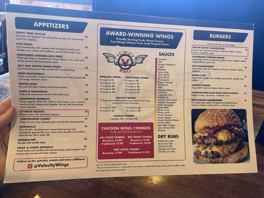 Menu photo 2 Velocity Wings Purcellville, VA Menu photo 2 Velocity Wings Purcellville, VA