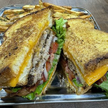 Arceneaux's on the River - Weekly burger special:  Double grilled cheese bacon double cheese smashburger and fries - Barbeque Near Me - Geismar, Louisiana