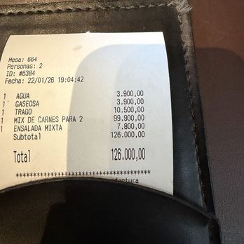 Javi’s - The total bill! Under $90.US we would have paid double at home for the quality of this meal and drinks. - Steakhouses Near Me - Buenos Aires, C