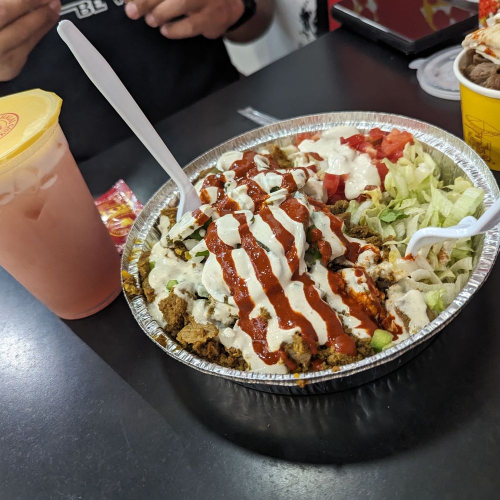 Braised Lamb, Side of Gyro, and Special Drink