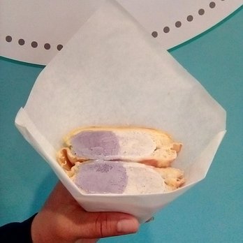 Crispy & Fluffed - Warm Bolo Bao stuffed with Ube and Sesame Seed ice creams. - Desserts Near Me - El Monte, California Crispy & Fluffed - Warm Bolo Bao stuffed with Ube and Sesame Seed ice creams. - Desserts Near Me - El Monte, California