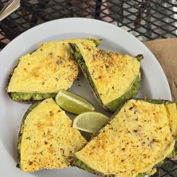 Avocado toast w/egg (full order is apparently two large pieces of toast, cut into 4).
