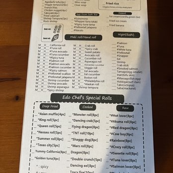 Edo Japan - All you can eat menu - Japanese Near Me - Houston, Texas Edo Japan - All you can eat menu - Japanese Near Me - Houston, Texas