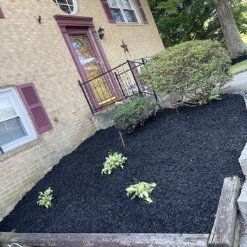 Gomez lawn care services - a black mulch bed in front of a house - Lawn Services Near Me Gomez lawn care services - a black mulch bed in front of a house - Lawn Services Near Me