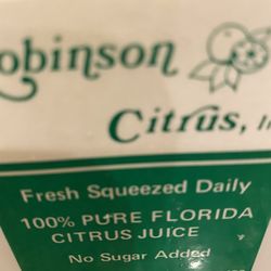 Robinson Citrus - The juice is light and tangerine-like. Maybe it's tangerines? Tasty.