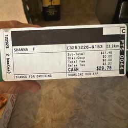 Papa Johns Pizza - My receipt and the order .