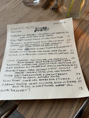 Menu photo 7 Camino Alto San Francisco, CA