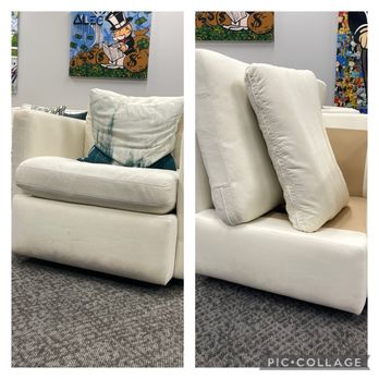 Approved Carpet Care & Tile - Visible dirt on lower half of white arm chair virtually gone! - Carpet Cleaning Near Me Approved Carpet Care & Tile - Visible dirt on lower half of white arm chair virtually gone! - Carpet Cleaning Near Me