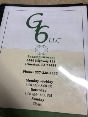 Menu photo 5 G6 Lacamp Grocery Hineston, LA
