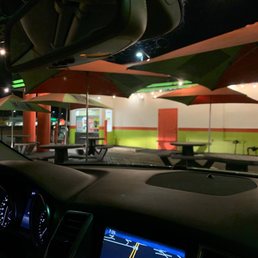 Sitting in the car enjoying our food