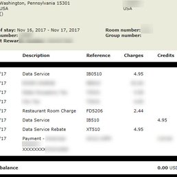 My bill with the data charge and the restaurant charge errors.