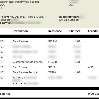 Courtyard Pittsburgh Washington/Meadow Lands - My bill with the data charge and the restaurant charge errors. - Hotels Near Me - Washington, Pennsylvania