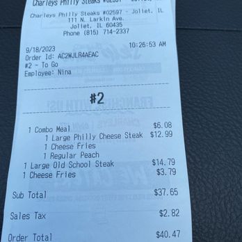 Charleys Cheesesteaks - What I ordered - Sandwiches Near Me - Rosemont, Illinois