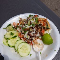 El Taquito - Lengua/Tongue tostada. Really tasty meat.
