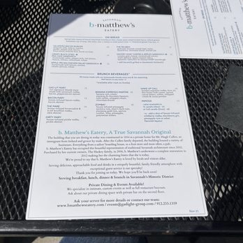 B Matthews Eatery - Menu - New American Near Me - Savannah, Georgia