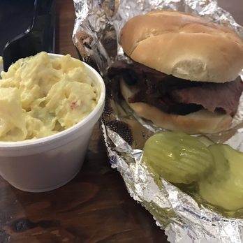 Ken-Tex Bar-B-Q - Large brisket sandwich and potato salad - Barbeque Near Me - Shelbyville, Kentucky Ken-Tex Bar-B-Q - Large brisket sandwich and potato salad - Barbeque Near Me - Shelbyville, Kentucky