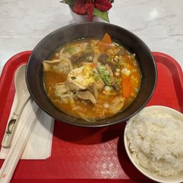 Combo ramen with added dumplings. And a side of rice.