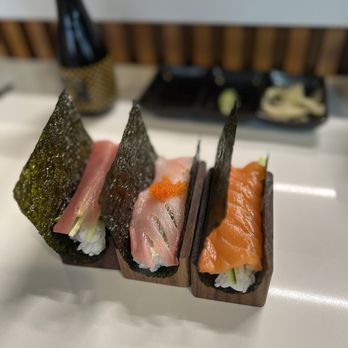 Temaki Bar - Set 1 - Tuna, Hamachi, Salmon for $22. - Sushi Bars Near Me - San Jose, California Temaki Bar - Set 1 - Tuna, Hamachi, Salmon for $22. - Sushi Bars Near Me - San Jose, California